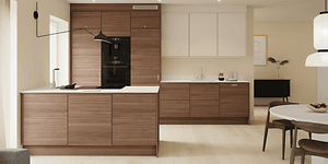 Ett Epoq Edge Walnut & Trend Warm White kök.