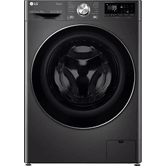 LG svart tvättmaskin produktbild.