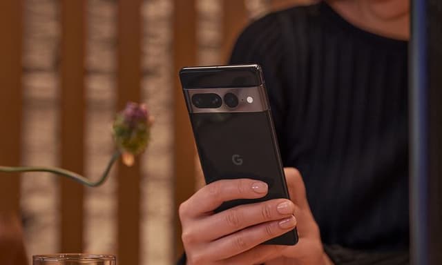 Woman holding Pixel phone