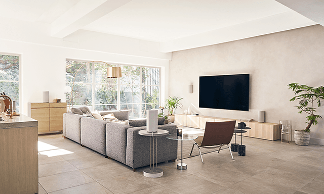 Living room with soundbars