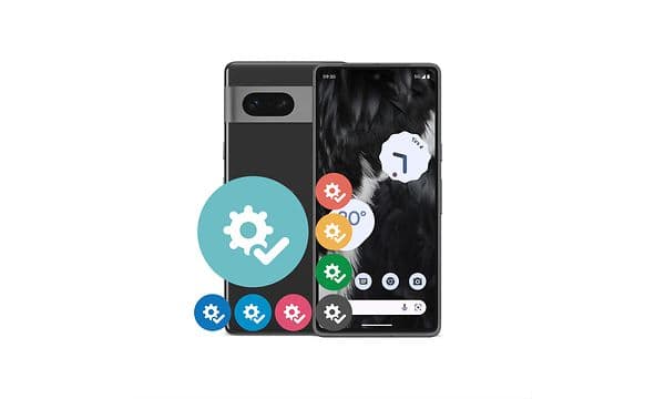 Pixel-puhelin ja asetuslogo