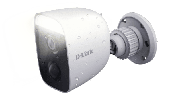 Veggmontert D-Link FHD Spotlight Sikkerhetskamera med regndråper