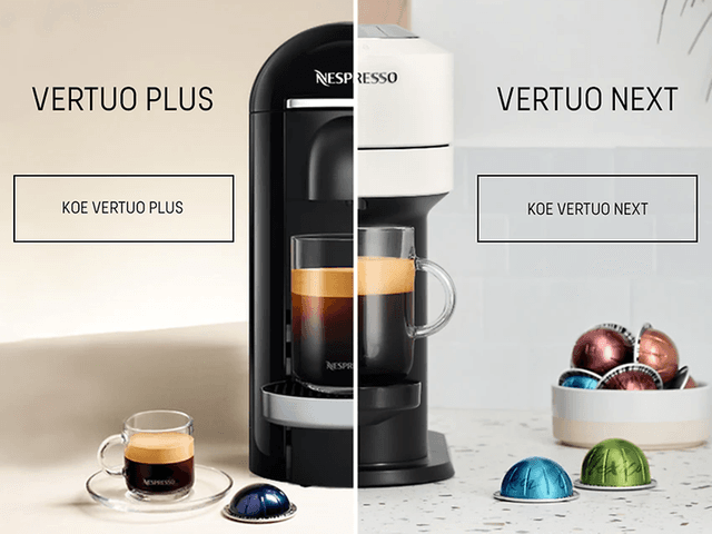 Nespresso Vertuo -kahvikone sekä kahvikapseleita
