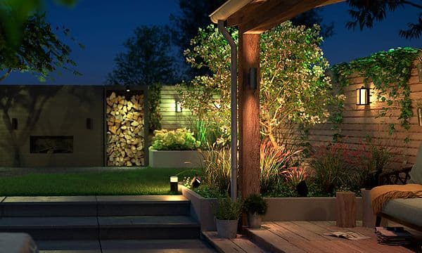Garden area with lights