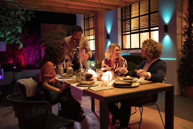 People eating outdoor in garden area
