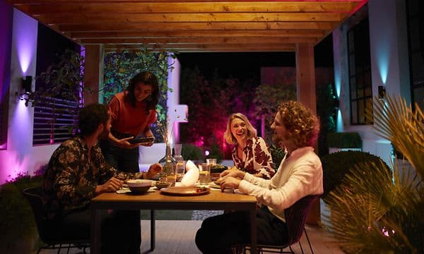 People eating outside