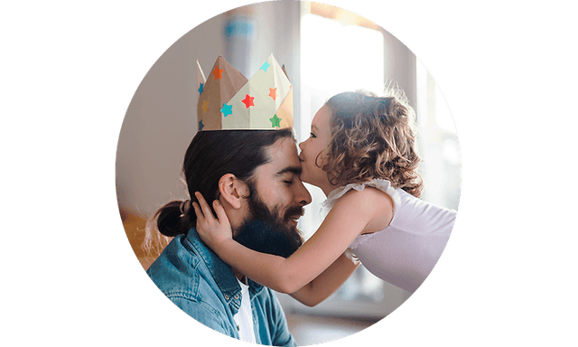 Father and daughter at party