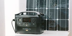 Charging Ecoflow River Pro Portable Power Station with solar panel