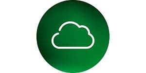 Cloud-lagring: Sky-ikon på grøn baggrund