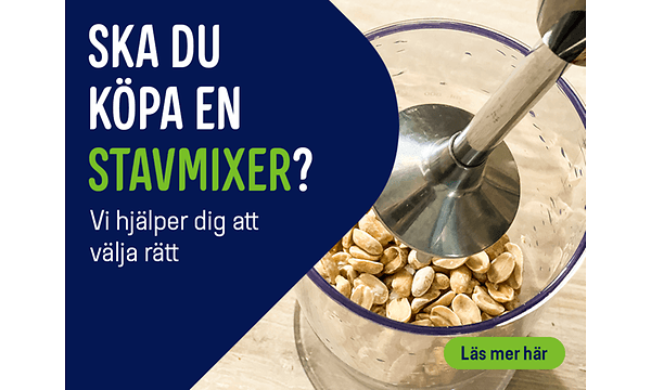 Banner med text; Ska du köpa en stavmixer? Vi hjälper dig att välja rätt