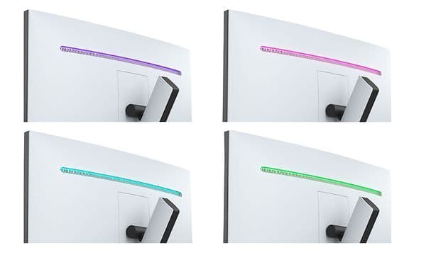 Sony Inzone monitor shown from the back and its rear lighting options