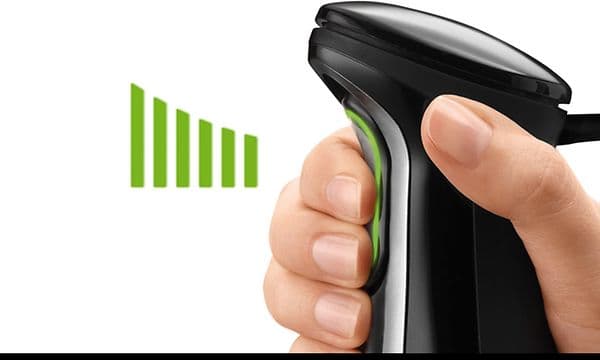 Illustrasjonsbilde av Braun stavmikserens kontrollknapp og dens Advanced SmartSpeed-funksjon