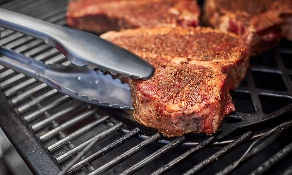 Meat on grill close-up