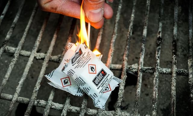 Lightning briquettes on grill