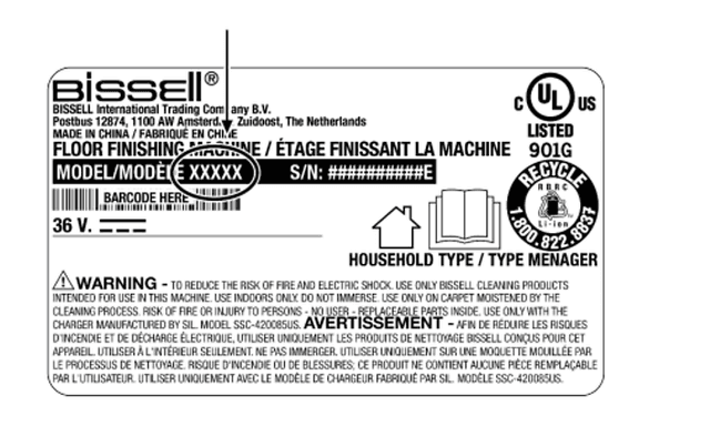 Bissell modell number