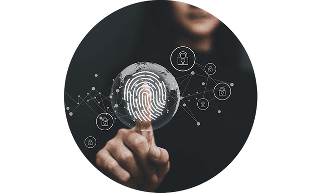 Finger pushing finger print button