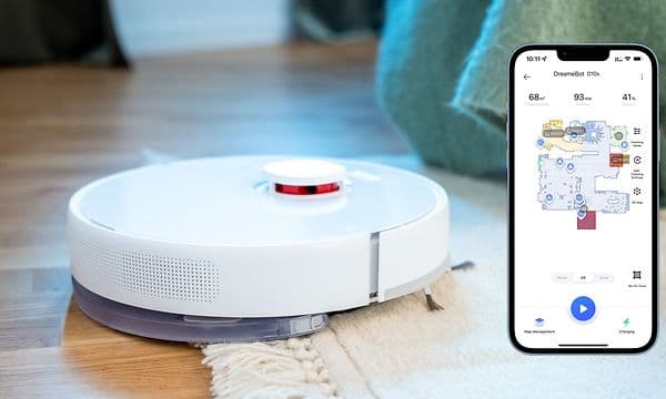 D10s och en smartphone med Dreamehome-appen