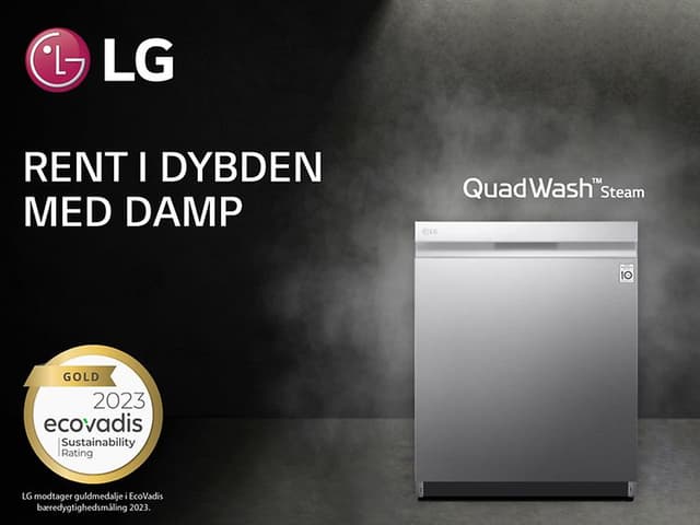 LG banner med logo, tekst og produktbillede
