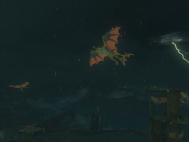 Skjermdump fra spillet The Legend of Zelda: Tears of the Kingdom med Links flyvende fiender
