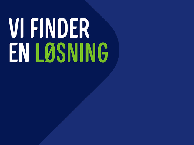Banner med teksten: Vi finder en løsning