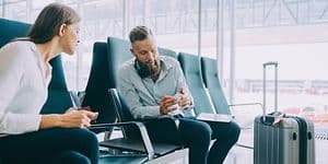 Man and woman in airport