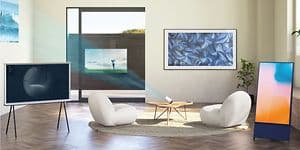 Samsung Lifestyle TV i forskjellige stiler i en stue