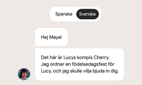 Exempel på en chatt i realtid med Liveöversättning