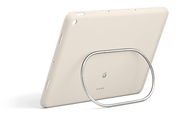 Pixel Tablet med beige nettbrettdeksel