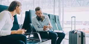 Man and woman in airport