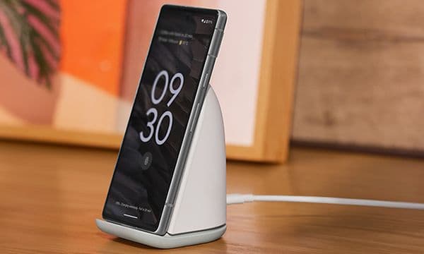 Google Pixel 7a charging in the Pixel Stand