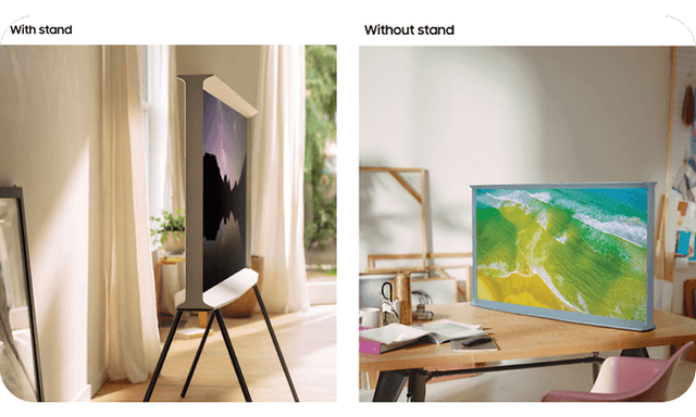 Samsung The Serif med en aftagelig tv-stand