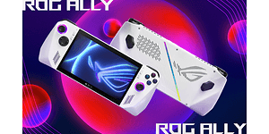 Asus ROG Ally -käsikonsoli kuvattuna sekä edestä että takaa