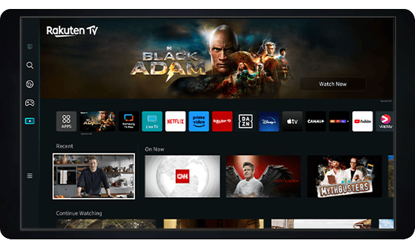 Samsung QLED TV smart TV som viser Black Adam-filmen og andre TV-serier man kan se