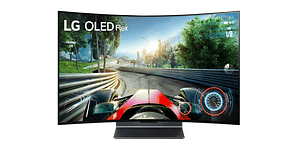 LG OLED Flex gaming-TV som viser racingspill