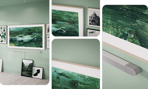 Bildecollage af Samsung The Frame Lifestyle TV
