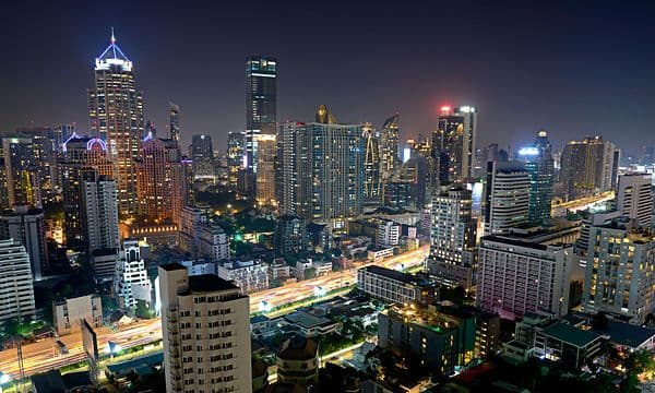 Image of a city taken in low light