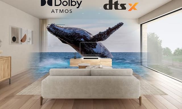 HT-S2000 3.1-kanavainen Dolby Atmos® Soundbar olohuoneessa television ja valaskuvan alapuolella