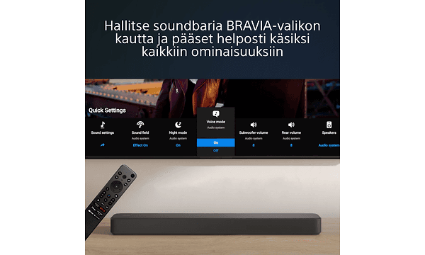 HT-S2000 3.1-kanavaisen Dolby Atmos® Soundbarin kaukosäädin ja helppokäyttöinen sovellus sekä TV:n bravia-valikko