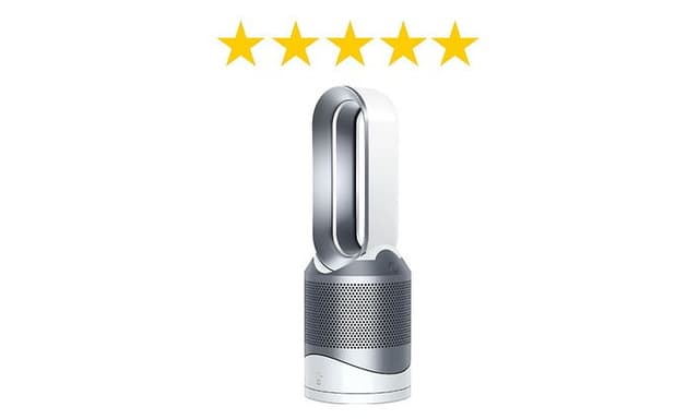 Dyson-luftrenser produktbillede med 5 stjerner over produktet