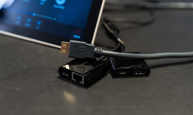 Close up of cabel adapters