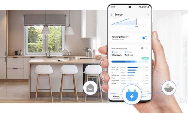 SmartThings AI Energy Mode och Samsung kombikylskåp styrs via app