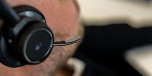Close up man with headset