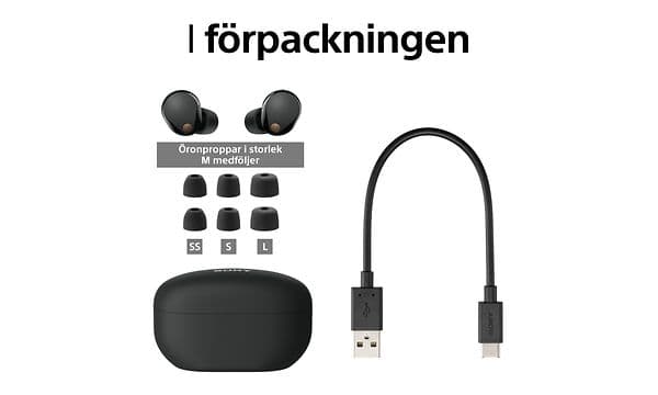 Sony WF-1000XM5 Innehåll i kartongen