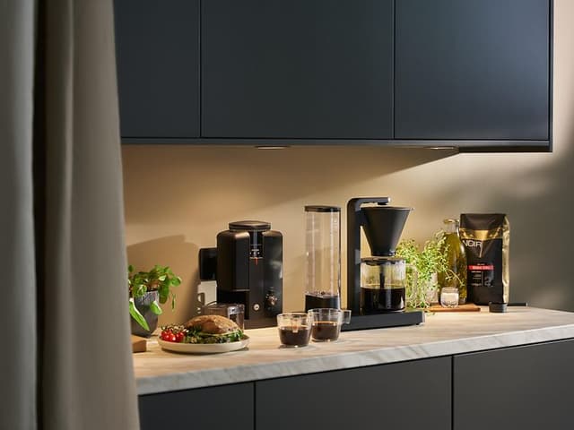 Coffee machine on table