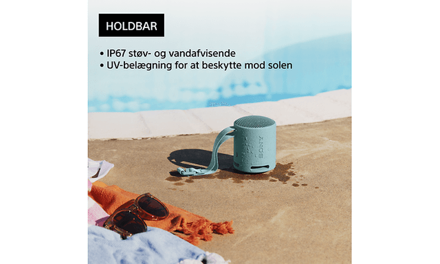 Sony - SRS-XB100 - Sony-højttaler ved kanten af en pool
