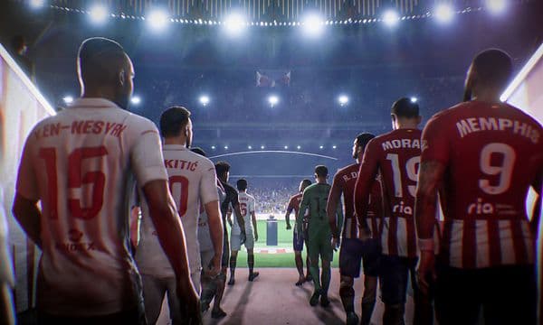 EA Sports FC 24 - Jalkapallopelaajat saapumassa jalkapalloareenalle