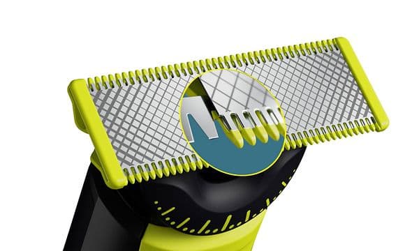 Lähikuva Philips OneBlade Pro 360 -parranajokoneen ajoteristä