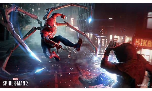 Gaming - Marvel's Spider-Man 2 - Screenshot af Peter's nye Spider-dragt i nærkamp