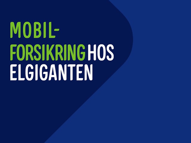 Banner med tekst "Mobilforsikring hos Elgiganten".