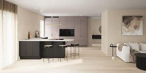 Sort og gråt Epoq køkken med dekton bordplade